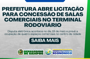 Prefeitura abre licitação para concessão de salas comerciais no Terminal Rodoviário